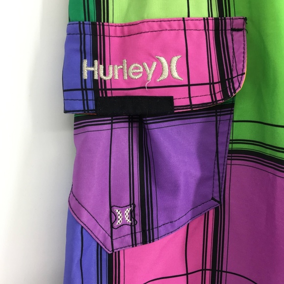 Hurley Rainbow Pride Plaid Boardshorts Size 28 - Picture 2 of 4